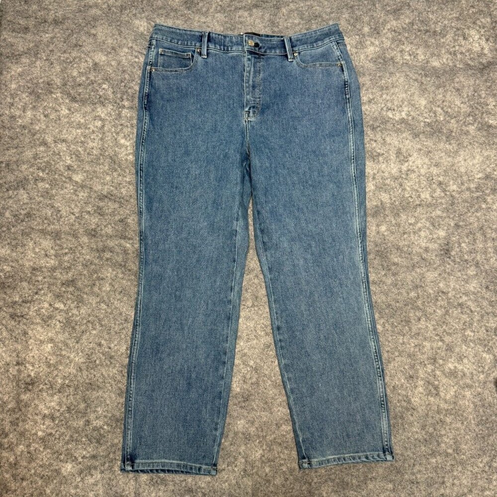 WHBM Jeans Womens Size 14 High Rise Straight Sculpt Crop Ankle Stretch Denim